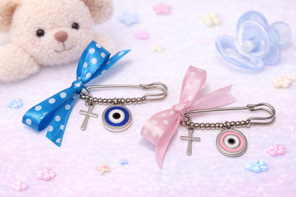 Evil Eye Cross Safety Pin - Baby Protection - Baby Gift