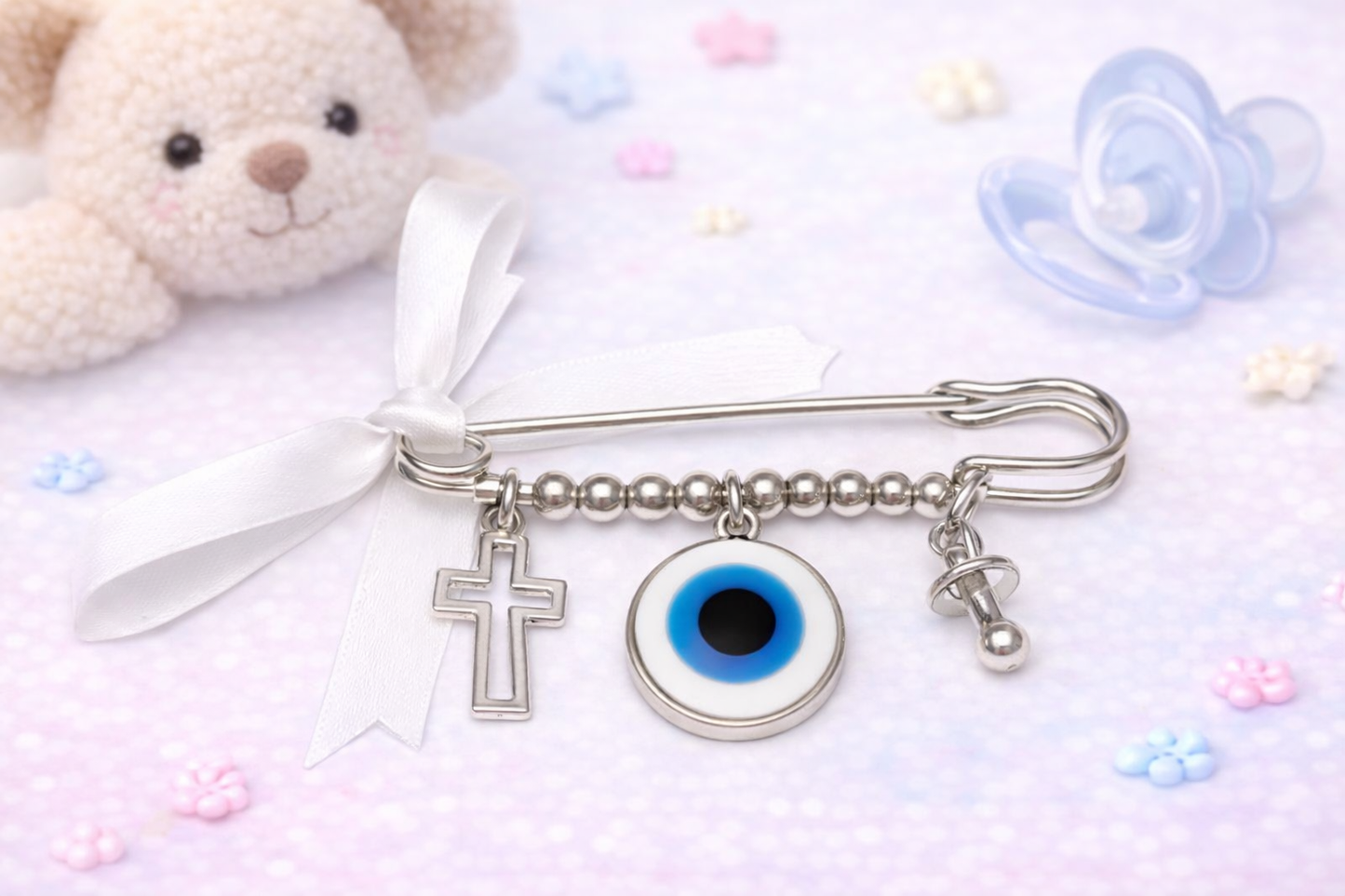 Baby Evil Eye Safety Pin - Baby Protection - Baby Shower Gift