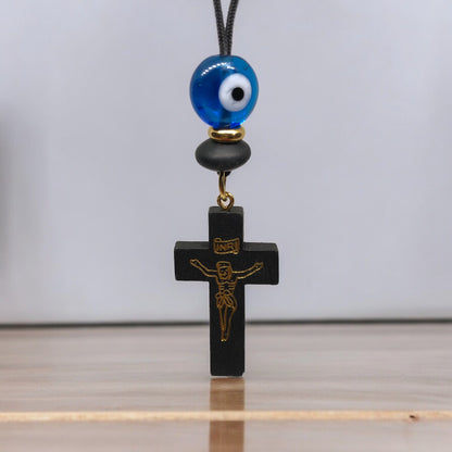 Wooden Evil Eye Rearview Charm - Wooden Car Charm - New Driver Gift