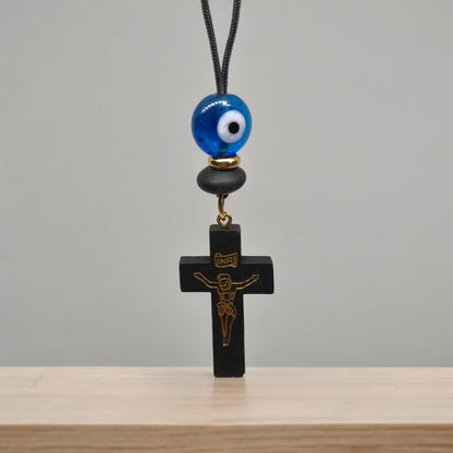 Wooden Evil Eye Rearview Charm - Wooden Car Charm - New Driver Gift