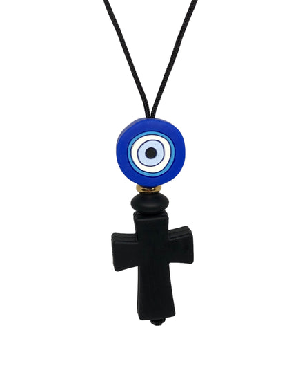 Cross Evil Eye Rearview Charm - Silicone Car Charm - New Driver Gift