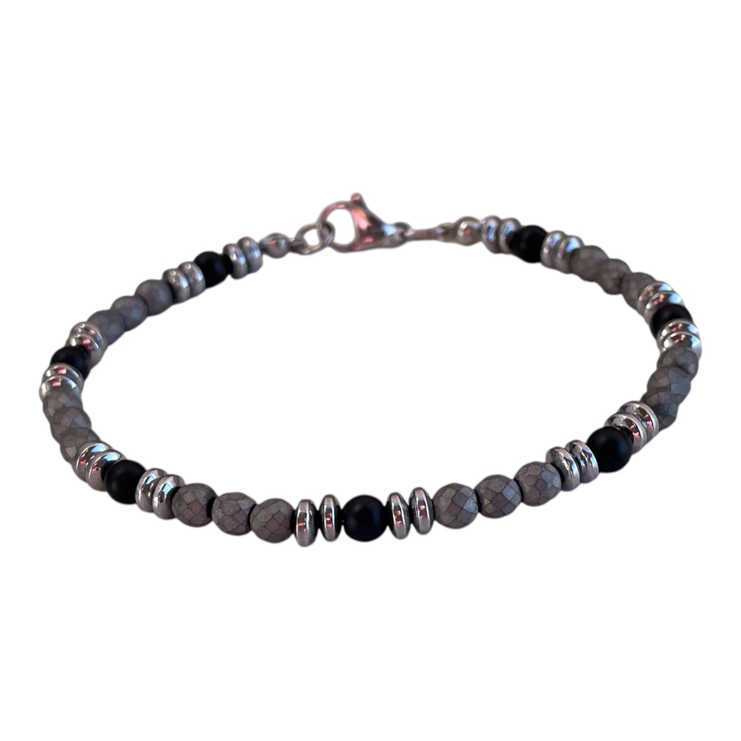 Minimalist Men’s Hematite & Onyx Bracelet - Gift for Him