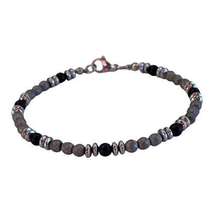 Minimalist Men’s Hematite & Onyx Bracelet - Gift for Him