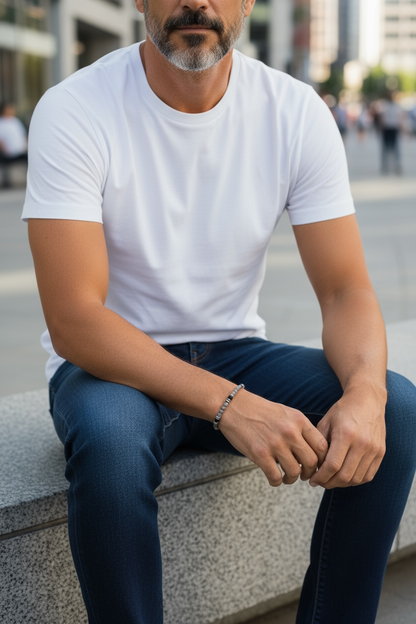 Minimalist Men’s Hematite & Onyx Bracelet - Gift for Him