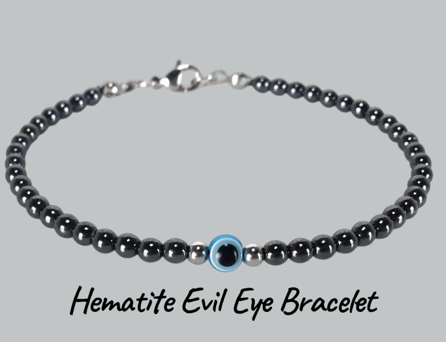 Evil Eye Minimal Hematite Bracelet