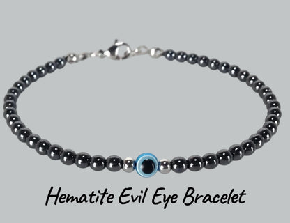 Evil Eye Minimal Hematite Bracelet