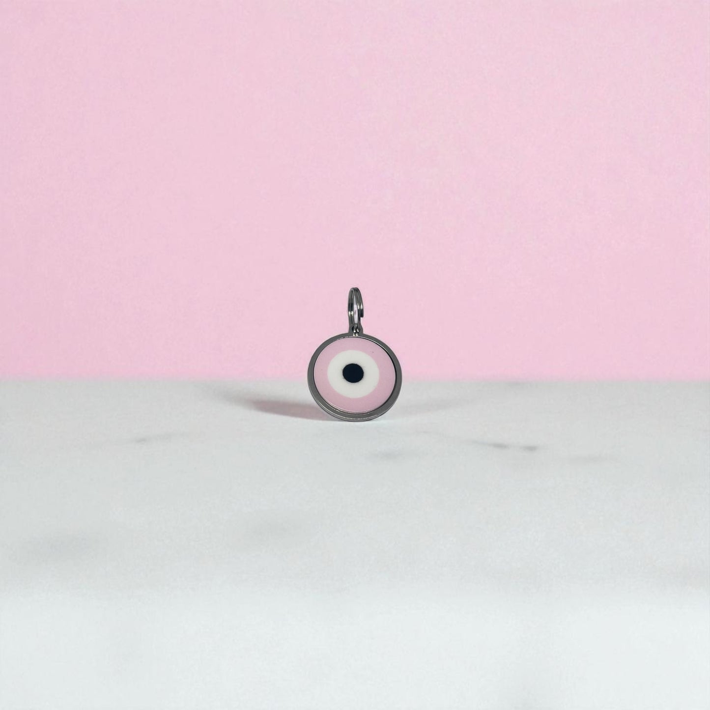 Médaillon Oeil Grec Protecteur pour Chien - Rose & bleu pastel