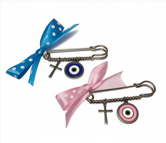 Evil Eye Cross Safety Pin - Baby Protection - Baby Gift