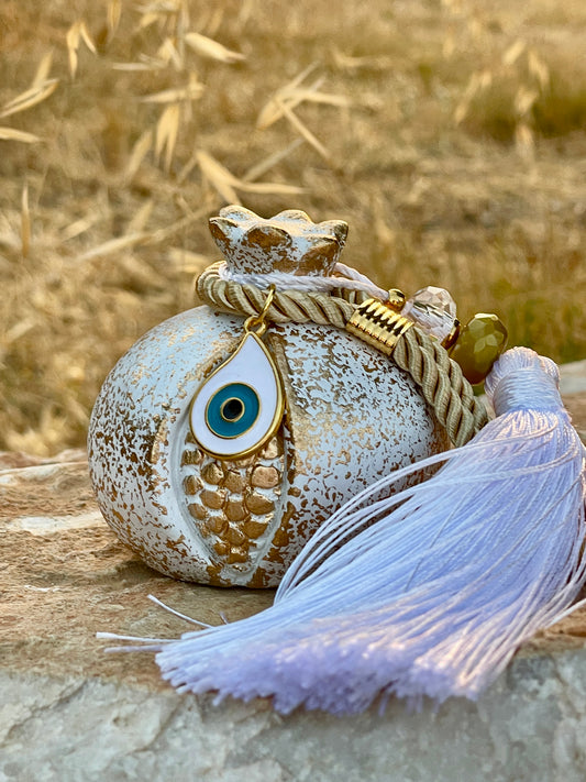 Ceramic Pomegranate,  Greek Good Luck Charm - New Year Gift, House Protection, Home Decor, Table ornament