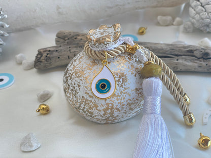 Ceramic Pomegranate,  Greek Good Luck Charm - New Year Gift, House Protection, Home Decor, Table ornament