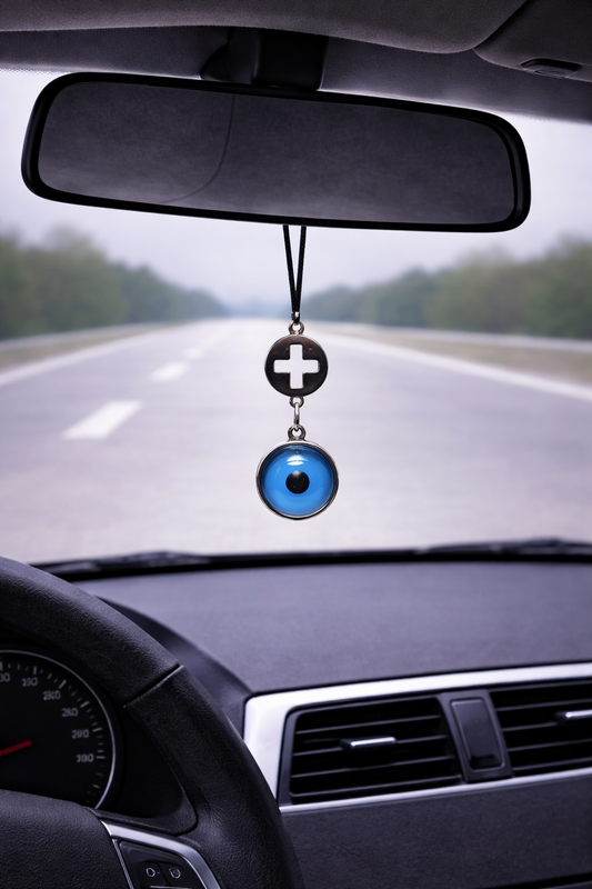 Bijou de Retroviseur Croix Oeil bleu