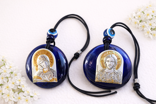 Virgin Mary & Christ Jesus Icon Mirror Charm | House & Car Protection