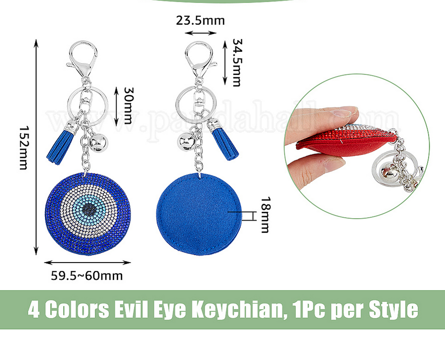 Bijou de Sac Oeil Grec Strass Bleu – Porte-clés Chic et Protecteur