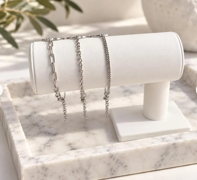 Greek Spiral Bracelet, Stainless Steel Charm with Adjustable Chain