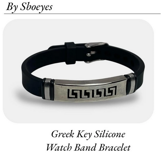 Bracelet Homme Motif Grec Acier Inoxydable 