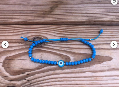 Bracelet Oeil Bleu et Perles Crystal - Cadeau Femme - Bijoux de protection