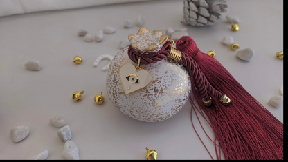 Evil Eye Ceramic Pomegranate with Tassel  - Greek Gouria