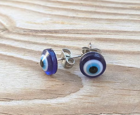 Boucles d’Oreilles Clous Oeil bleu en Acier Inoxydable 