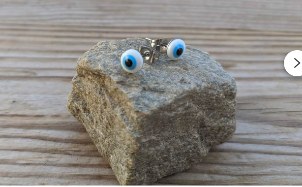 Boucles d’Oreilles Clous Oeil bleu en Acier Inoxydable 