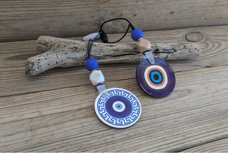 Wooden Evil Eye Rearview Charm - Wooden Car Charm - New Driver Gift