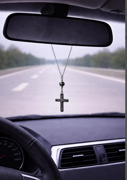 Bijou de rétroviseur Croix Hematite 