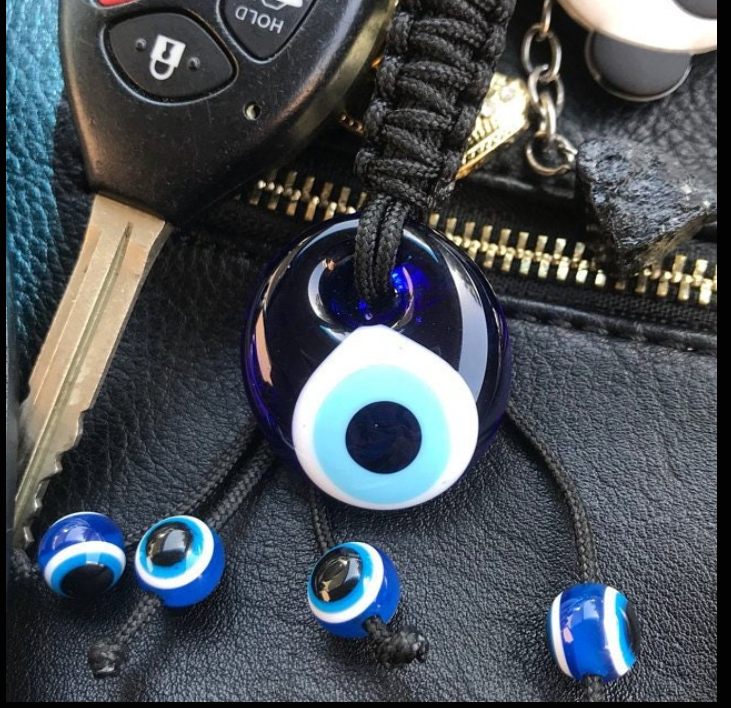 Glass Evil Eye Keychain -  Car Keyring - Greek Gift