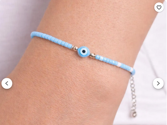 Bracelet Perles Rocailles Oeil Bleu - Minimaliste - 
