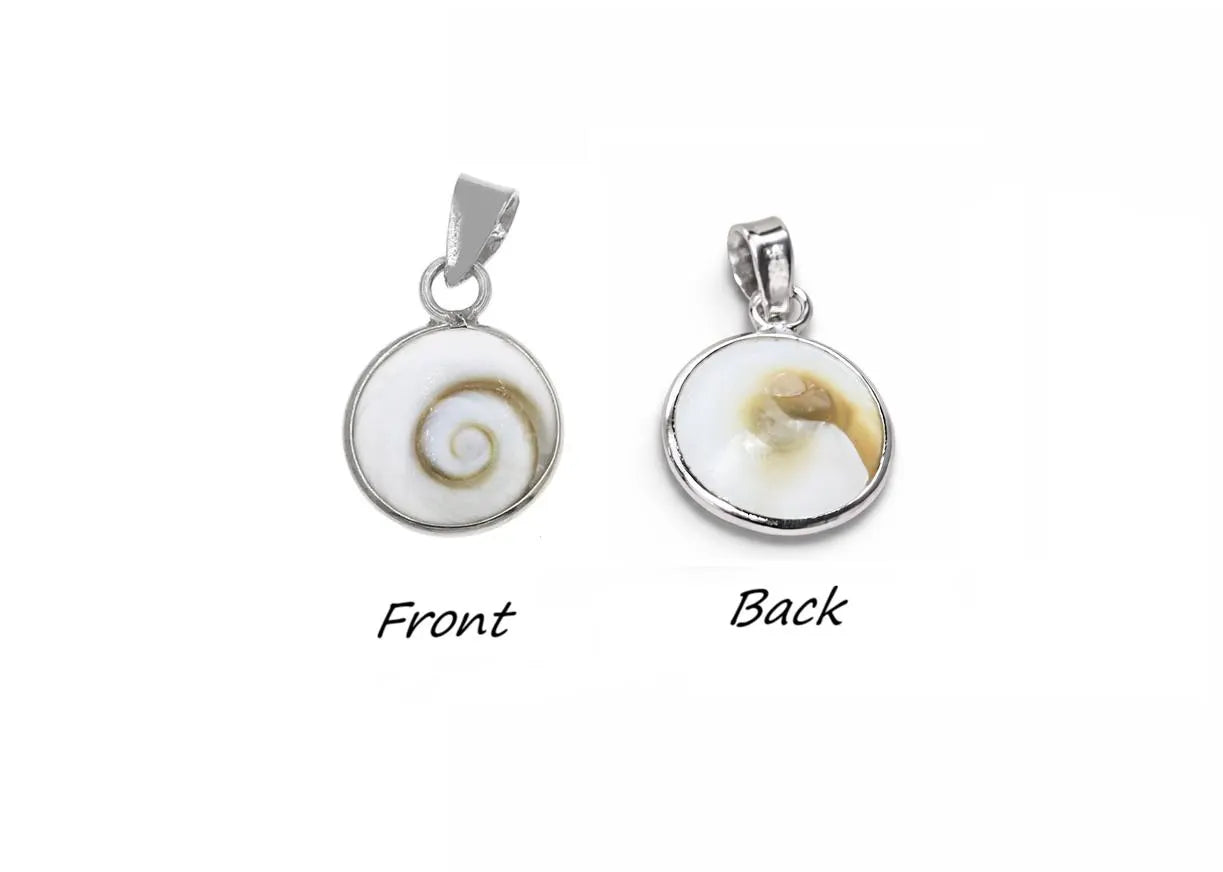 Pendant showing front and back views on a white background