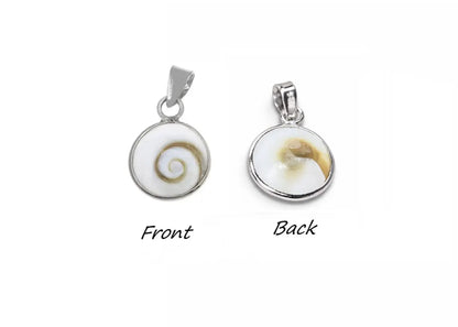 Pendant showing front and back views on a white background