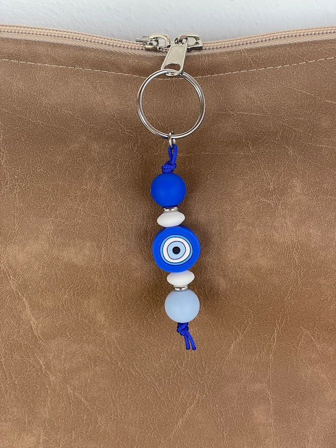 Evil Eye Silicone Keychain Bag Charm - Greek Gift - Handmade accessories