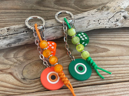 Silicone Εvil Eye Bag Charm - Beaded Bag Charm - 6 Colors available