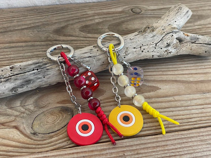 Silicone Εvil Eye Bag Charm - Beaded Bag Charm - 6 Colors available