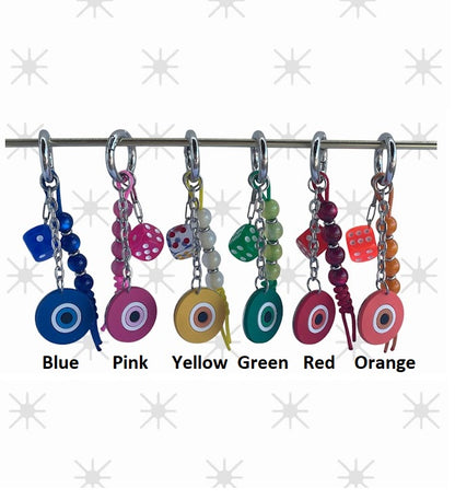 Silicone Εvil Eye Bag Charm - Beaded Bag Charm - 6 Colors available