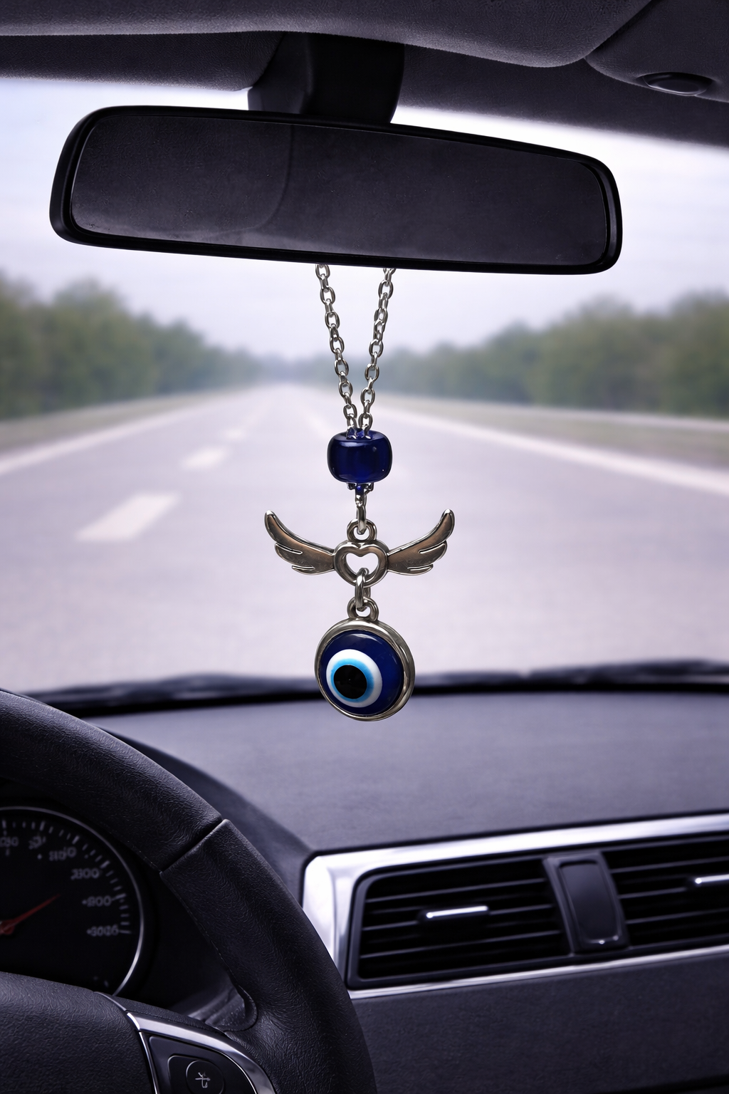 Bijou de rétroviseur ailes d'ange oeil bleu 