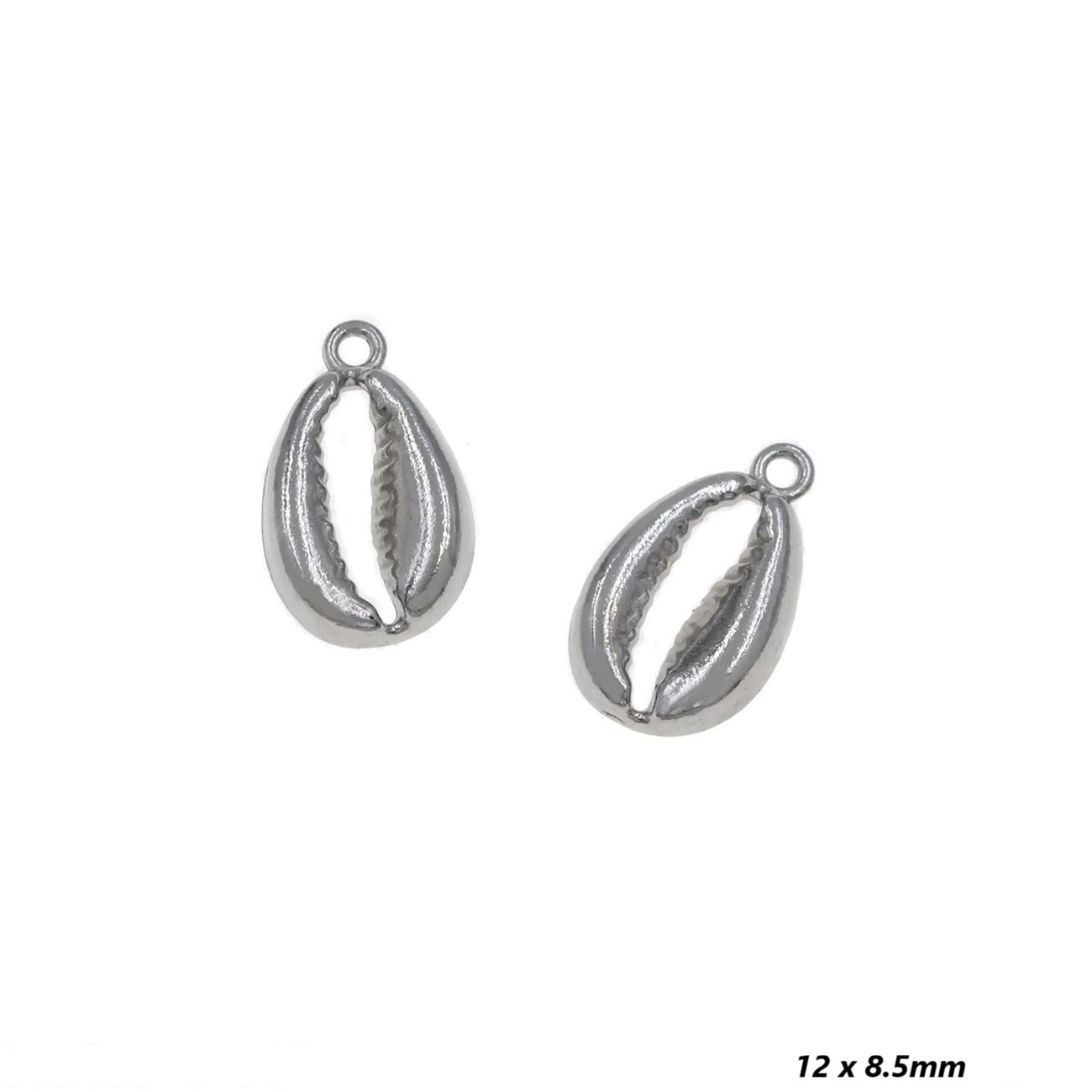Two silver leaf-shaped charms on a white background with dimensions 12 x 8.5mm.