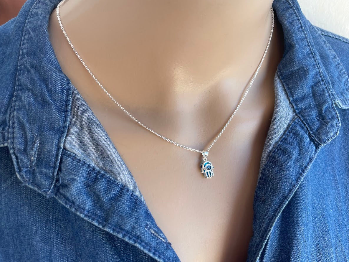 Silver Evil Eye Hamsa Necklace - Fine Jewelry