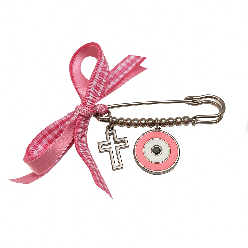 Dark Blue or Pink Evil Eye Safety Pin - Baby Evil Eye Protection