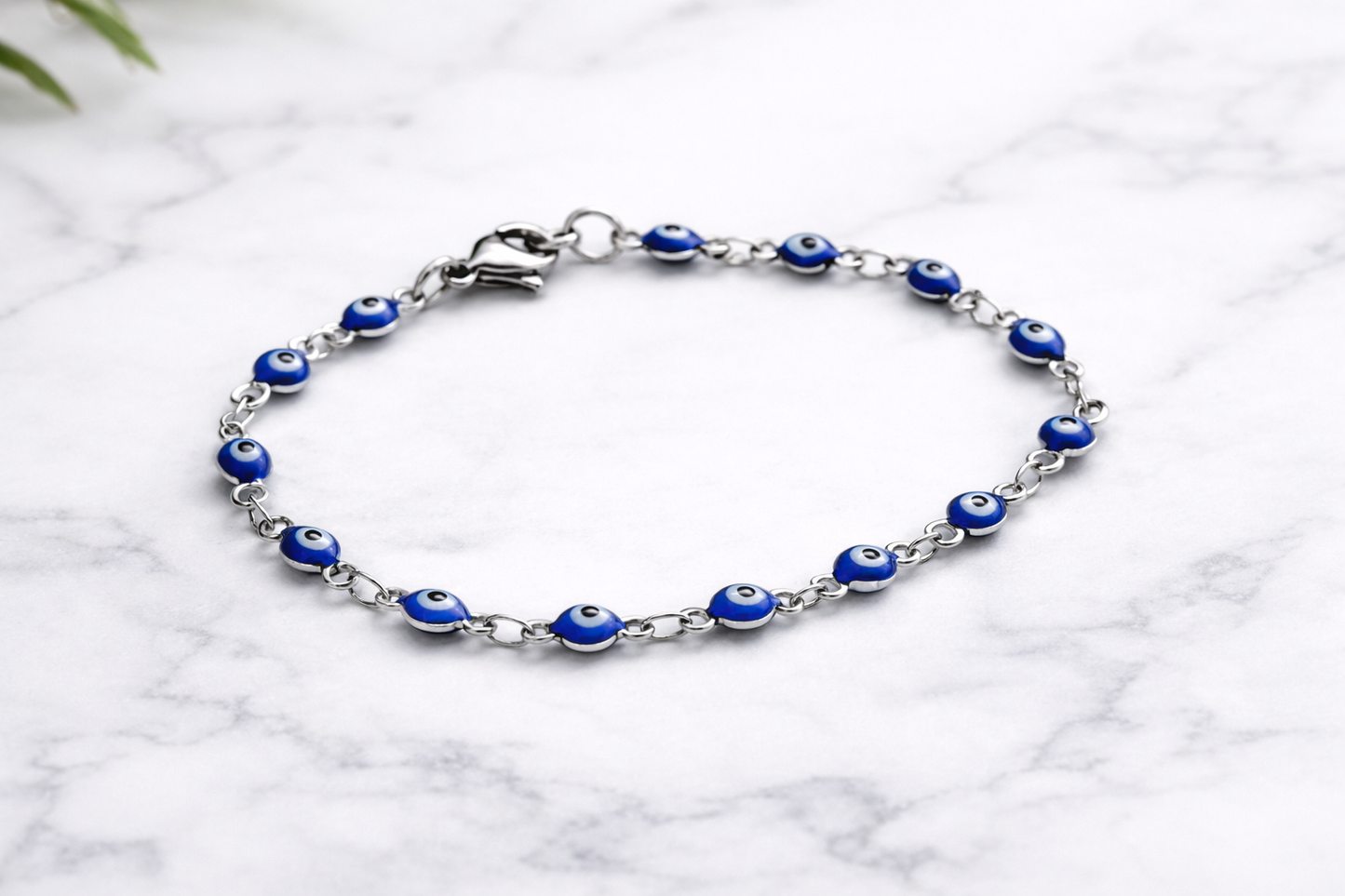 Bracelet Oeil Bleu en Acier - Bijou Grec - Cadeau pour Elle
