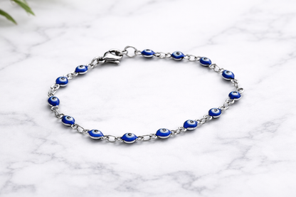 Bracelet Oeil Bleu en Acier - Bijou Grec - Cadeau pour Elle