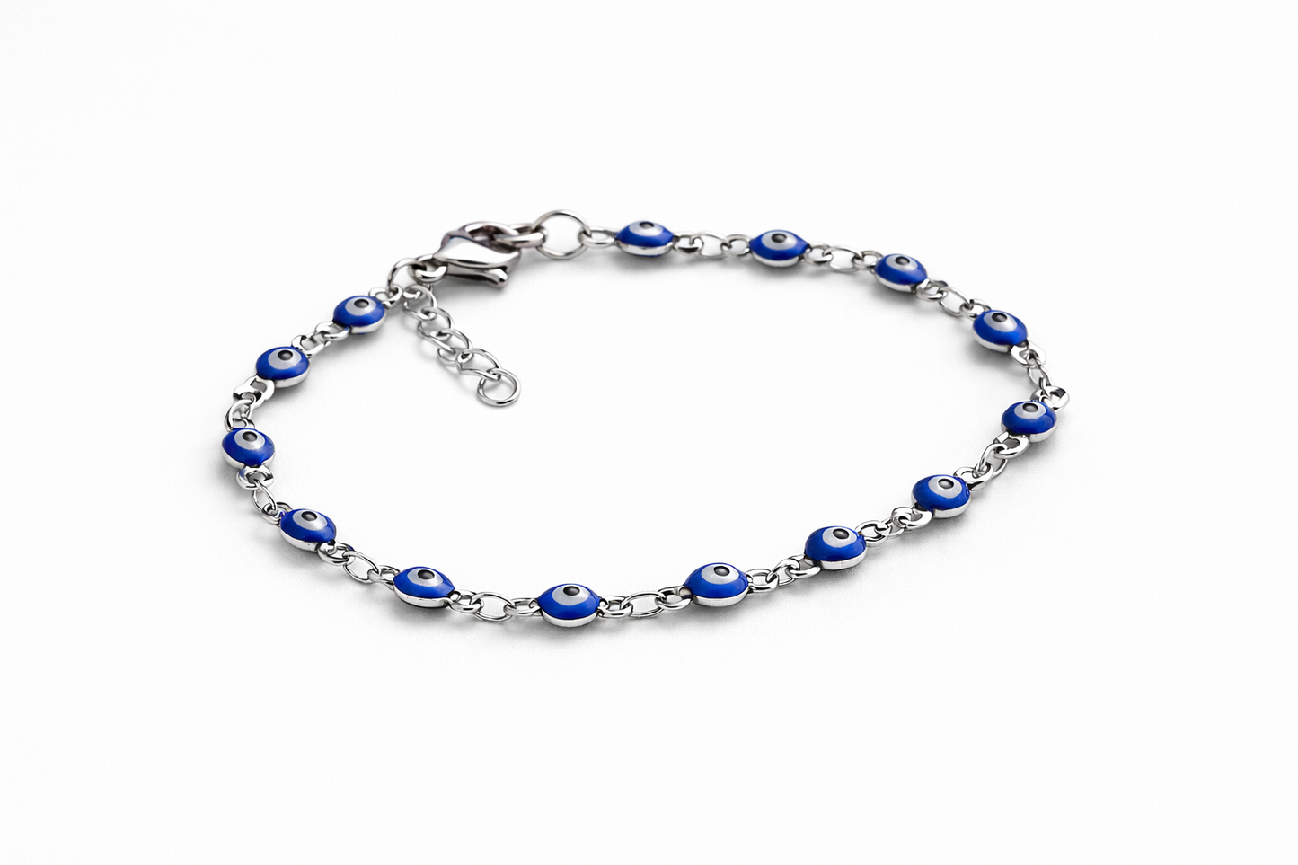 Bracelet Oeil Bleu en Acier - Bijou Grec - Cadeau pour Elle