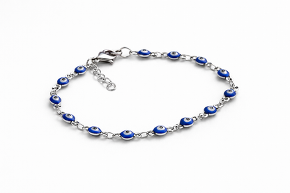 Bracelet Oeil Bleu en Acier - Bijou Grec - Cadeau pour Elle