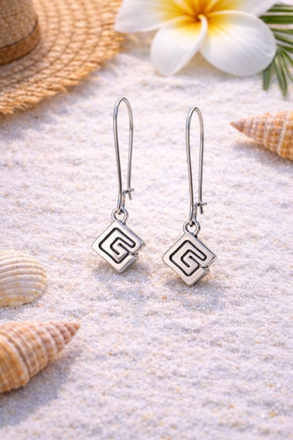 Silver Greek Key Earrings - Greek jewelry - Ethnic Earrings - Gift for her