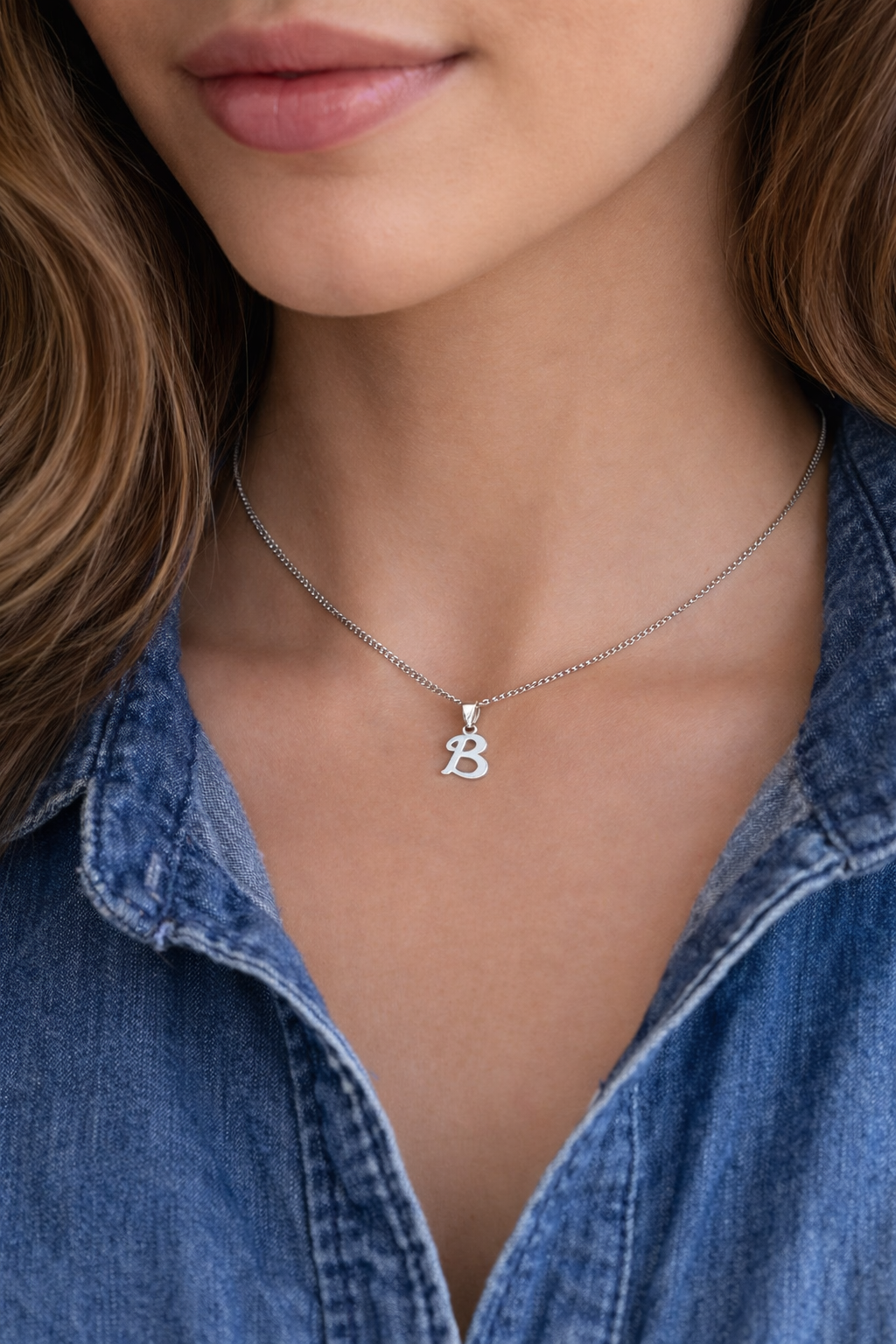 Collier Initial Femme en Acier Inoxydable