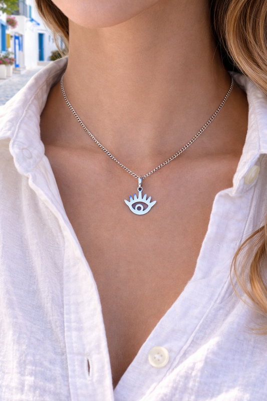 Greek Evil Eye Necklace - Stainless jewerly - Evil eye pendant - Greek Gift