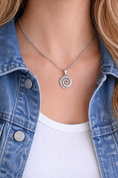 Collier Pendentif Spirale En Acier Inoxydable 