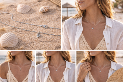 Stainless Steel Cowrie Shell Necklace – Minimalist Beach Jewelry