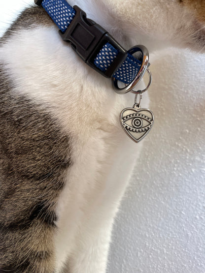 Stainless Evil eye Dog Charm - Pet protection - Heart Charm - Pet gift