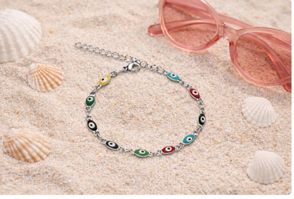 Bracelet bébé oeil bleu multicolore porte bonheur