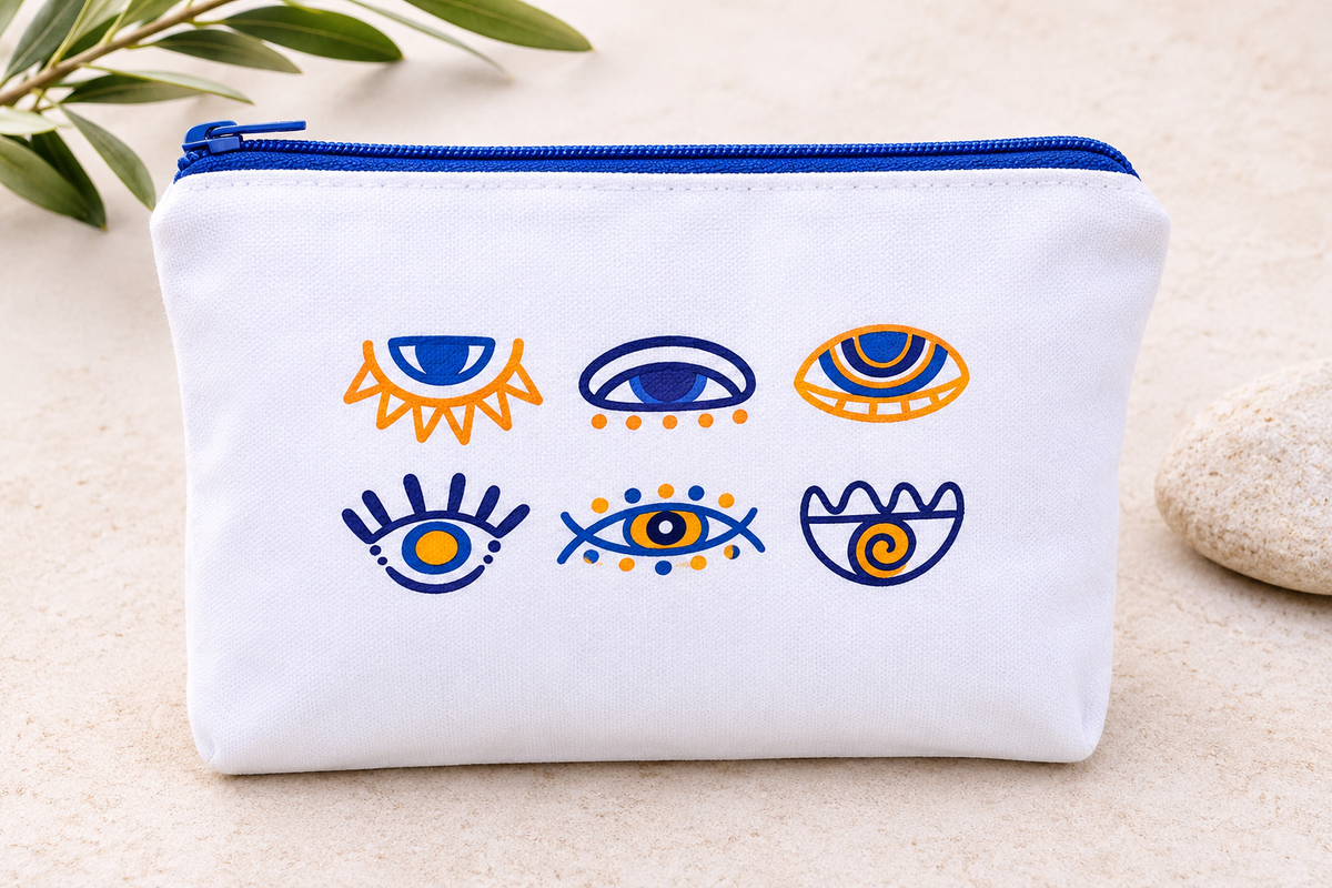 Handmade Evil Eye Zip Pouch | Made in Greece