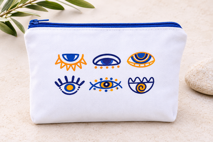 Handmade Evil Eye Zip Pouch | Made in Greece